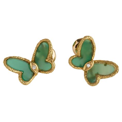 van cleef butterfly chalcedony earrings